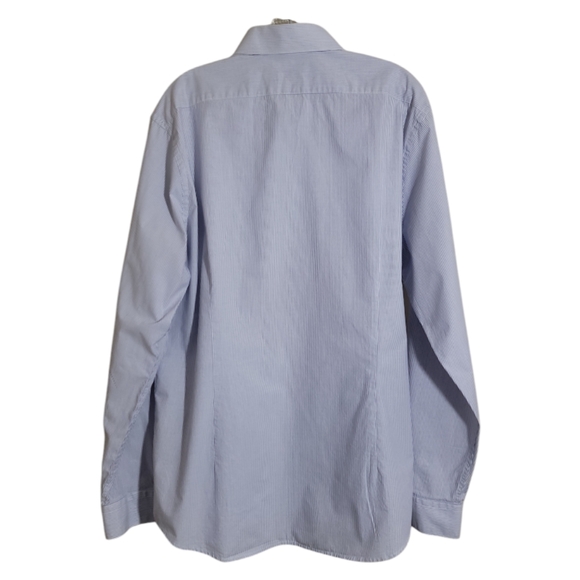 Express men slim fit blue white stripe button down shirt size XL - Picture 2 of 9